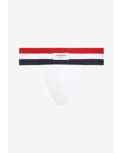 Thom Browne Logo Jock-Strap Briefs - White