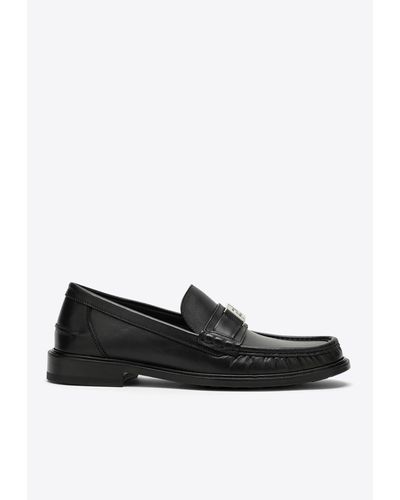 Fendi Ff Logo Loafers In Calf Leather - Black