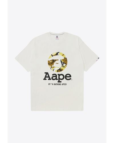 Aape Moonface Graphic Crew Neck T-Shirt - White