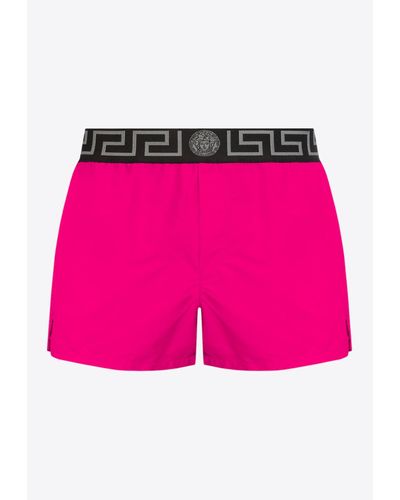 Versace Greca Swim Shorts - Pink