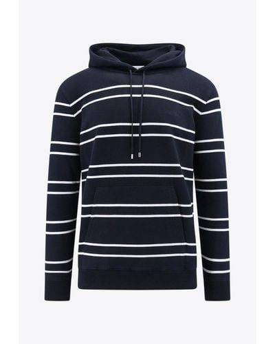 Saint Laurent Striped Hooded Sweatshirt - Blue
