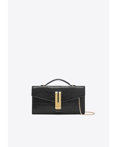 DeMellier London The Vancouver Croc-embossed Leather Clutch - Black