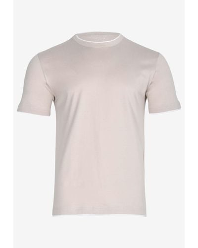 Eleventy Solid Crewneck T-Shirt - Pink