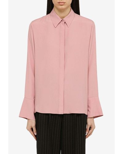 FEDERICA TOSI Silk-Blend Long-Sleeved Shirt - Pink