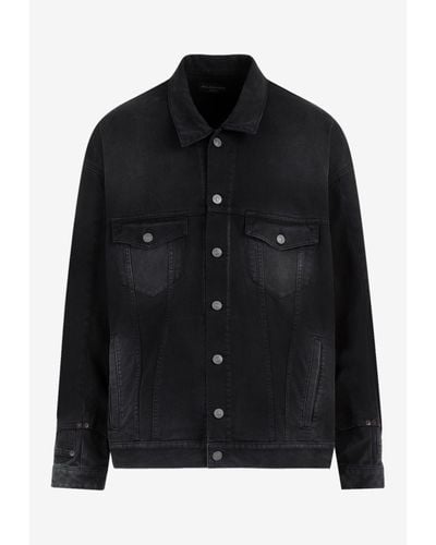 Balenciaga Washed-Out Denim Jacket - Black
