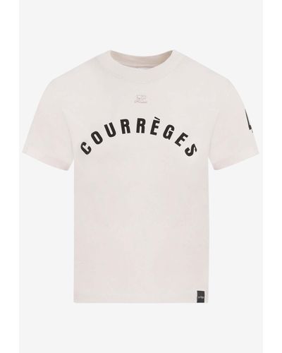 Courreges Logo-Printed Short-Sleeved T-Shirt - Natural