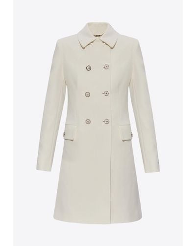 Versace Double-Breasted Buttoned Coat - White