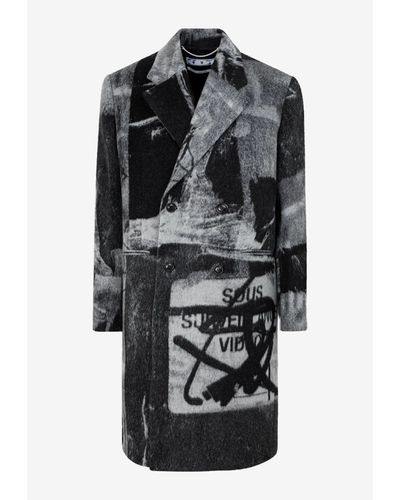 Off-White c/o Virgil Abloh X Pablo Tomek Double-breasted Graphic Coat - Black