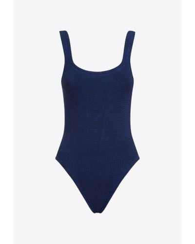 Hunza G Square Neck One-Piece Swimsuit - Blue