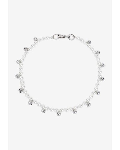 Simone Rocha Bell Charm Pearl Necklace - White