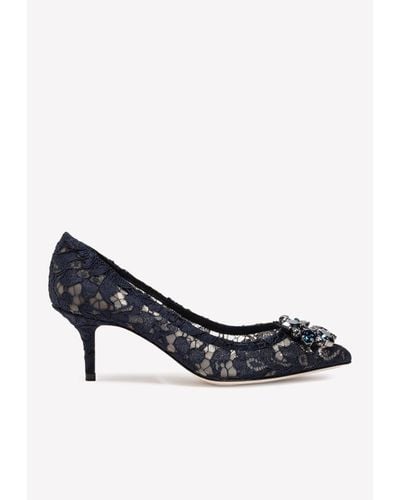Dolce & Gabbana Bellucci 60 Lace Court Shoes With Brooch Detail - Blue