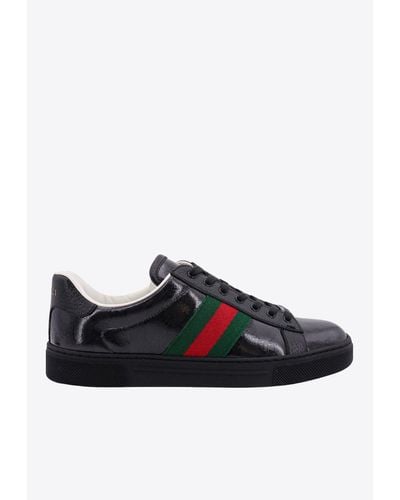 Gucci Ace Leather Low-top Sneakers - Black
