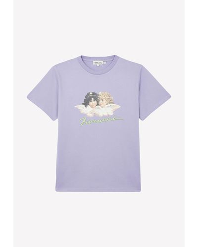 Fiorucci Angel-print Short-sleeved T-shirt - Purple