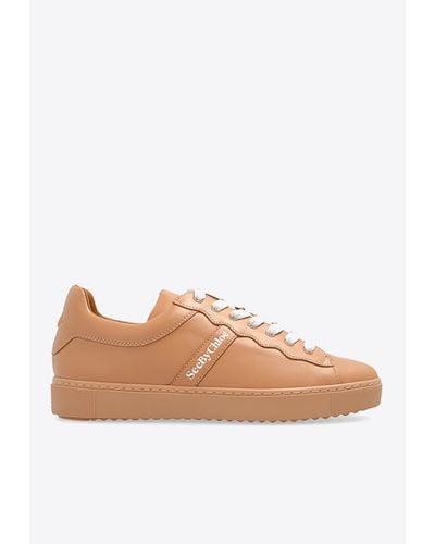 See By Chloé Logoed Low-Top Leather Sneakers - Brown