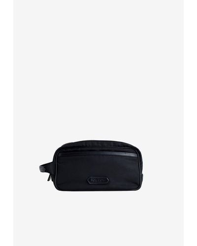 Tom Ford Logo Patch Pouch Bag - Blue