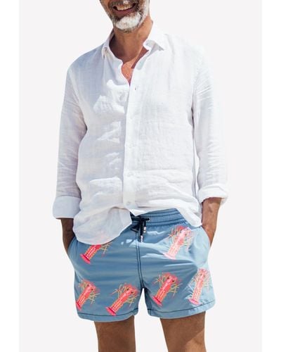 Les Canebiers All-Over Lobster Print Swim Shorts - White