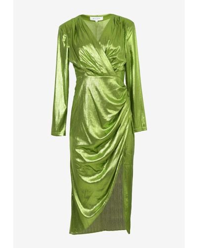 Elliatt Irene Metallic Midi Dress - Green