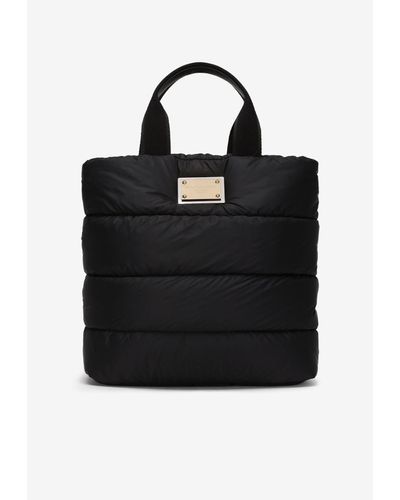 Dolce & Gabbana Padded Nylon Top Handle Bag - Black