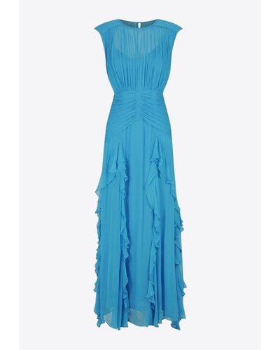 Shona Joy Margot Ruched Chiffon Maxi Dress - Blue