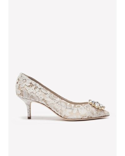 Dolce & Gabbana Bellucci 60 Crystal-Embellished Court Shoes - White