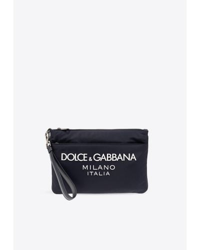 Dolce & Gabbana Logo Print Pouch Bag - Blue
