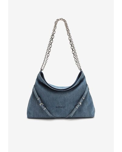 Givenchy Medium Voyou Suede Shoulder Bag - Blue