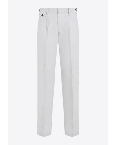Dunhill Linen-Blend Tailored Trousers - White