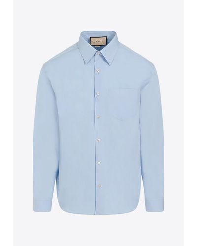Gucci Logo-Embroidered Shirt - Blue