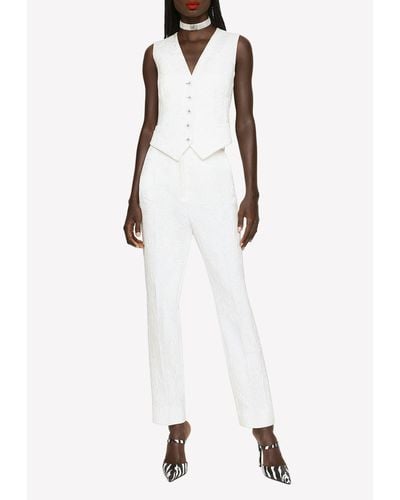 Dolce & Gabbana Floral Jacquard Tailored Pants - White