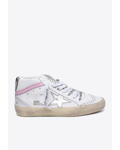Golden Goose Mid Star Leather High-Top Trainers - White