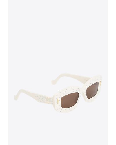 Loewe Studded Rectangular Screen Sunglasses - White