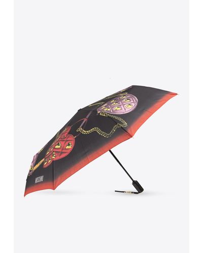 Moschino Bags Illustration Print Foldable Umbrella - White