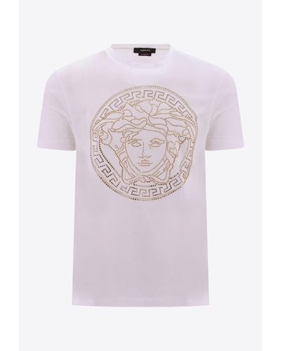 Versace Medusa Print Crewneck T-Shirt - Pink