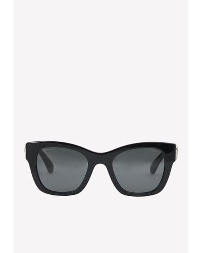 Chanel Classic Square Sunglasses With Charms - Grey