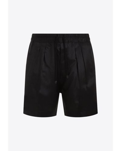 Tom Ford Pleated Silk Shorts - Black