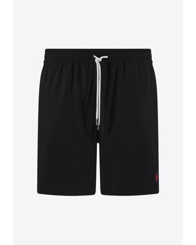 Polo Ralph Lauren Logo-Embroidered Swim Shorts - Black