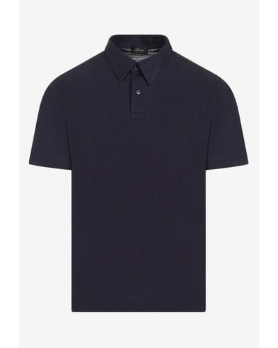 Brioni Logo-Embroidered Polo T-Shirt - Blue