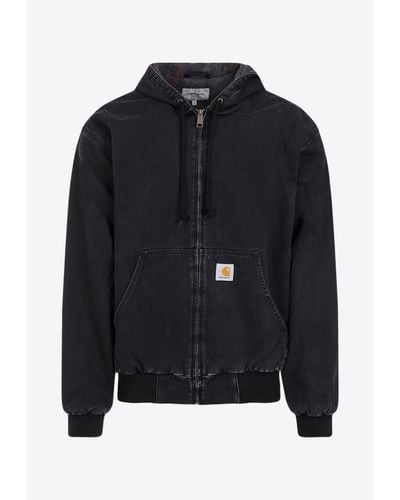 Carhartt Washed-out Zip-up Hooded Sweatshirt - Black