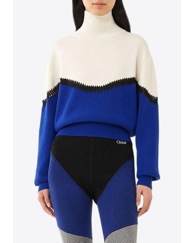 Chloé Generous Turtleneck Sweater - Blue
