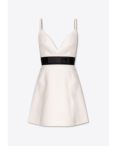 Dolce & Gabbana V-Neck Wool-Blend Mini Dress - White