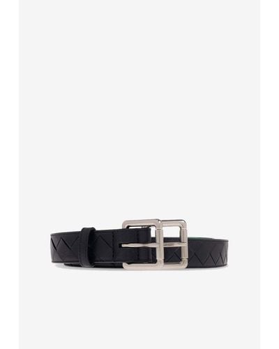 Bottega Veneta Double-Buckle Leather Belt - White