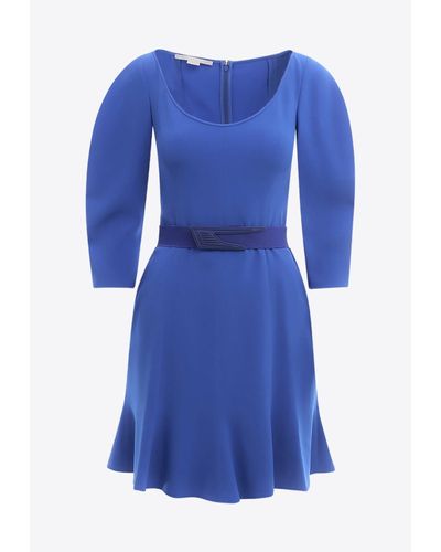 Stella McCartney Belted Flared Mini Dress - Blue