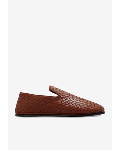 Bottega Veneta Leather Slip-on Shoes, - Brown