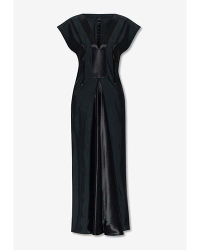 Bottega Veneta V-Neck Flared Midi Dress - Black