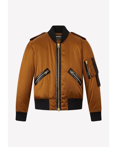 Tom Ford Leather-Trimmed Bomber Jacket - Multicolor
