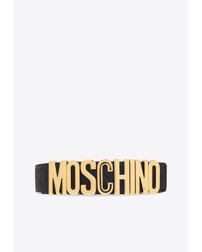 Moschino Logo-Plaque Logo Jacquard Belt - White