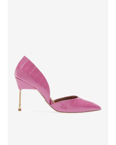 Kurt Geiger Bond 90 Eel-embossed Leather Court Shoes - Pink