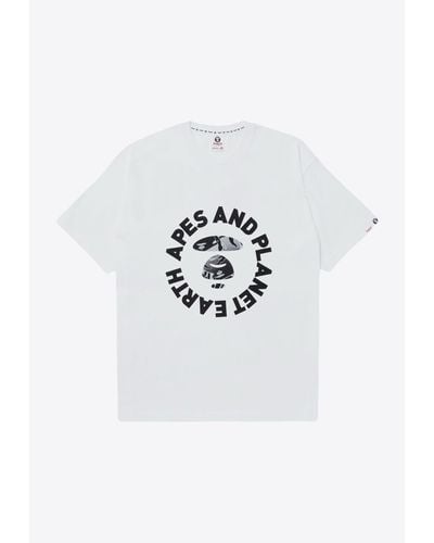 Aape Moonface Graphic Crew Neck T-Shirt - White