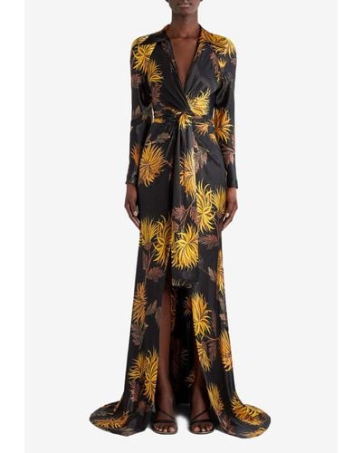 Etro Dahlia Print Wrap Gown - Multicolor