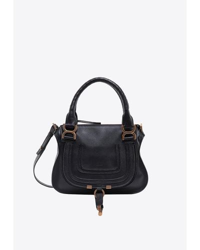 Chloé Small Marcie Leather Top Handle Bag - Black